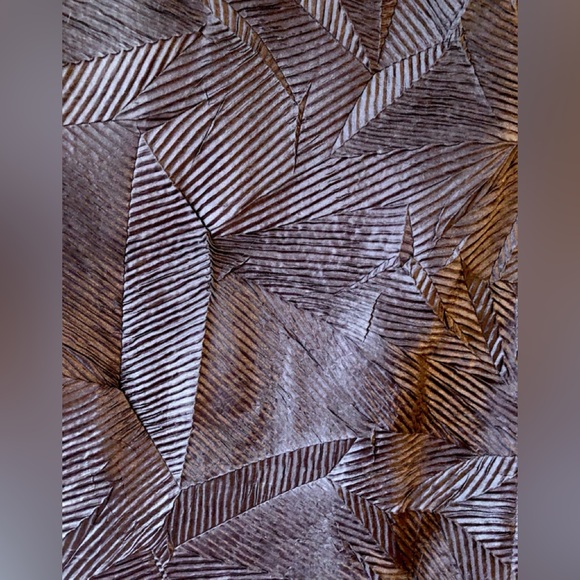 Mocha Brown Pleated Abstract Pattern Table Runner or Dresser Scarf with Tassels - Picture 2 of 3